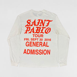 TLOP 2016 Saint Pablo Tour 'General Admission' Long Sleeve In White