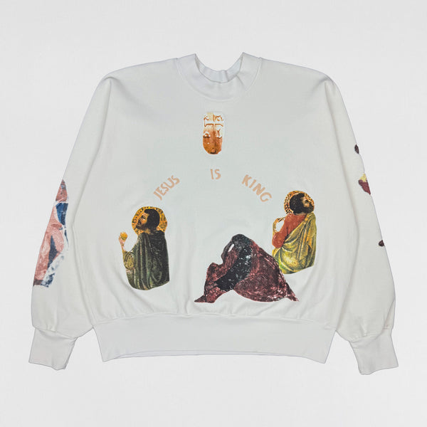 JIK 2019 Portrait Crewneck Sweater In White