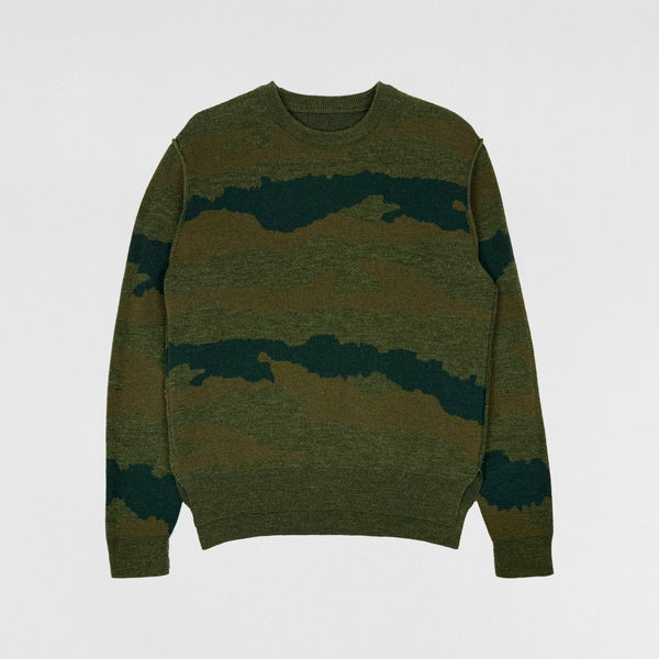 APC 2014 Reversible Knit Sweater In Khaki/Camo