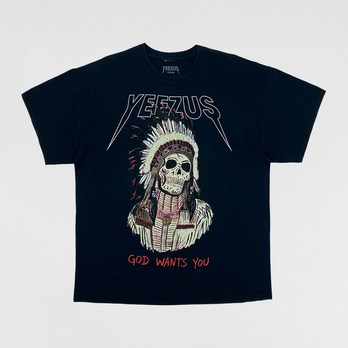 Yeezus Tour 2013 OG Native Skull Tee In Black By Wes Lang